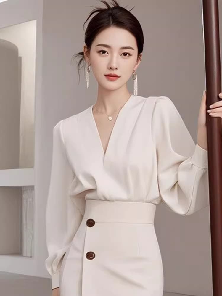 白スカート 優雅なシルエット マーメイドスカート