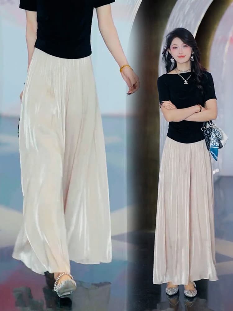 白スカート 優雅な流れるマキシティアード