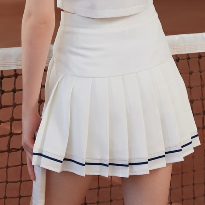 白スカート テニスプリーツミニスカート