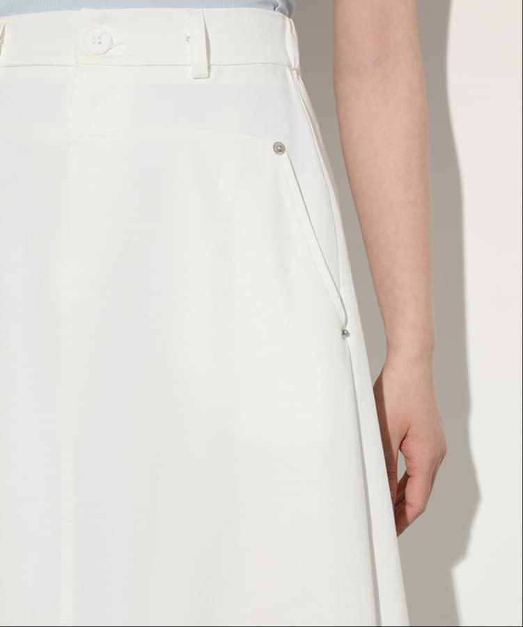 白スカート フレアデニムロングシルエットスカート