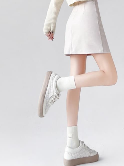 白スカート タイトシンプル美シルエットミニスカート