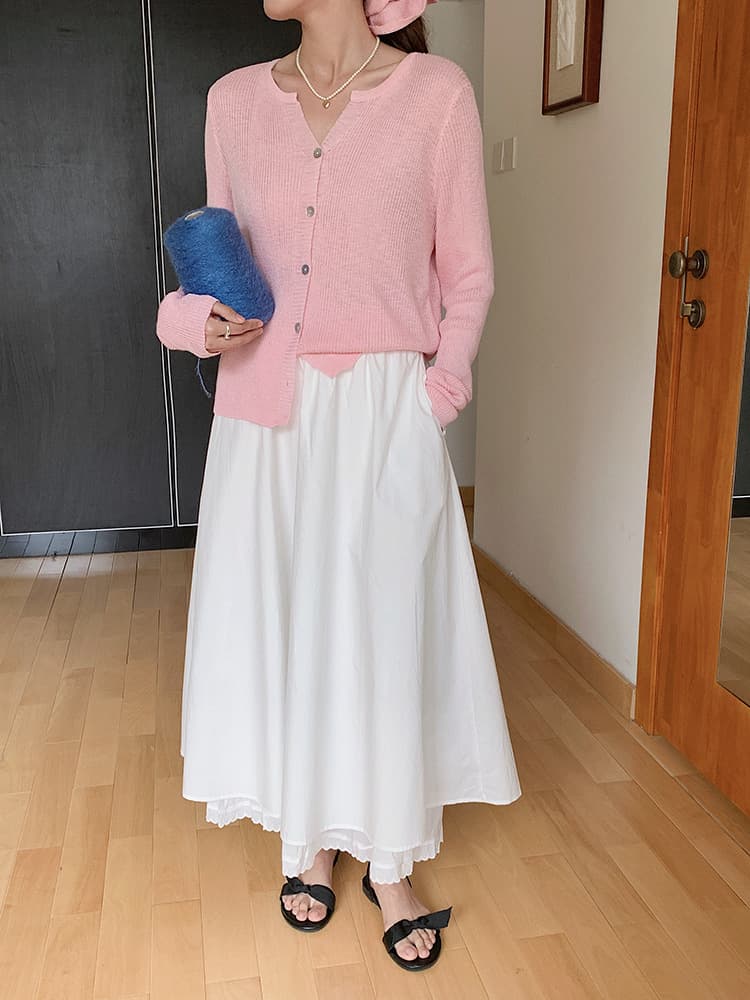 白スカート 風合い豊かな二重構造マキシスカート