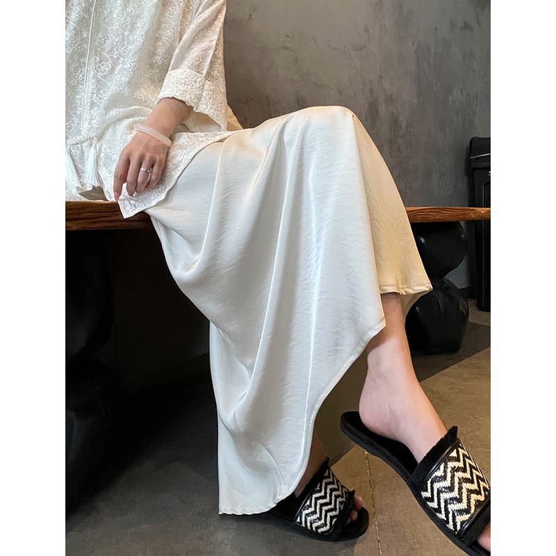白スカート シンプルマーメイドロングスカート