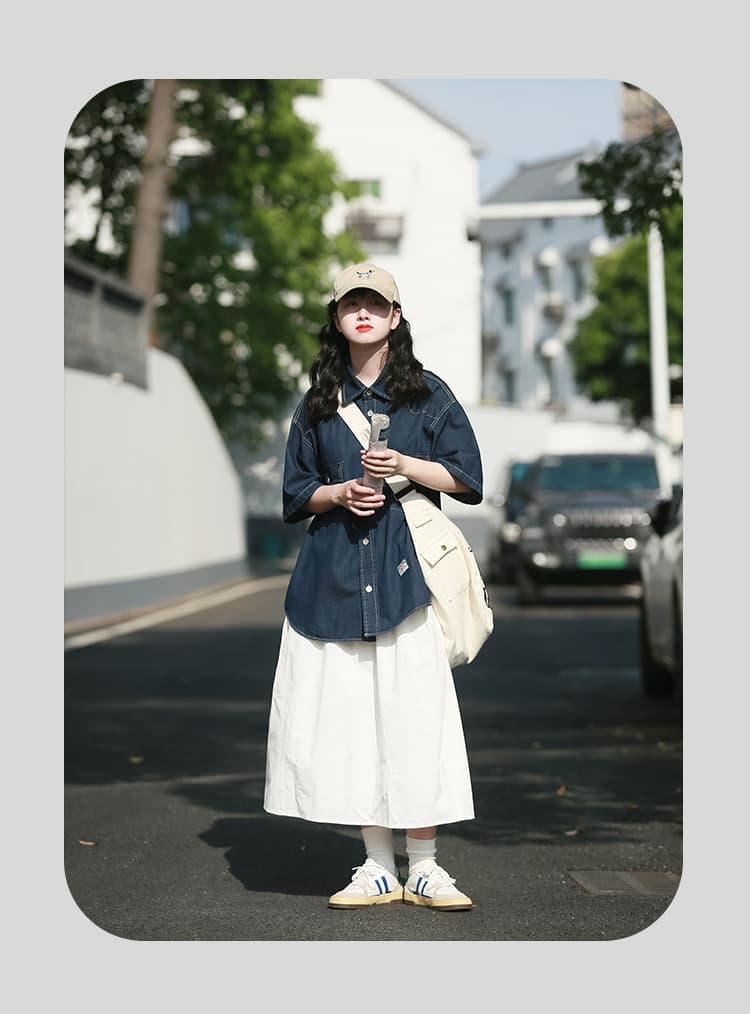 白スカート ゆったりシルエット ロング丈白スカート