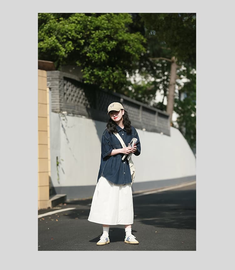 白スカート ゆったりシルエット ロング丈白スカート