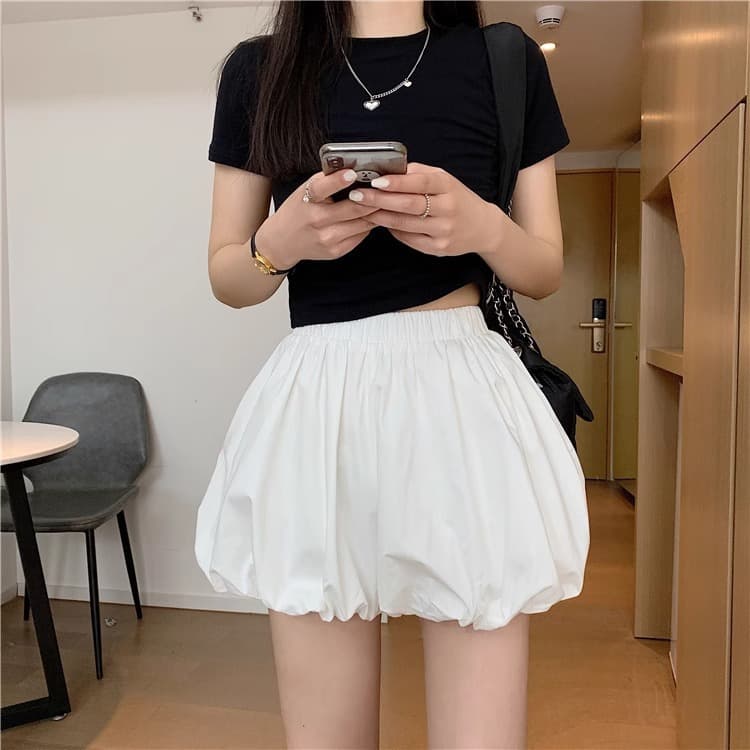 白スカート ふんわりバルーンミニスカート