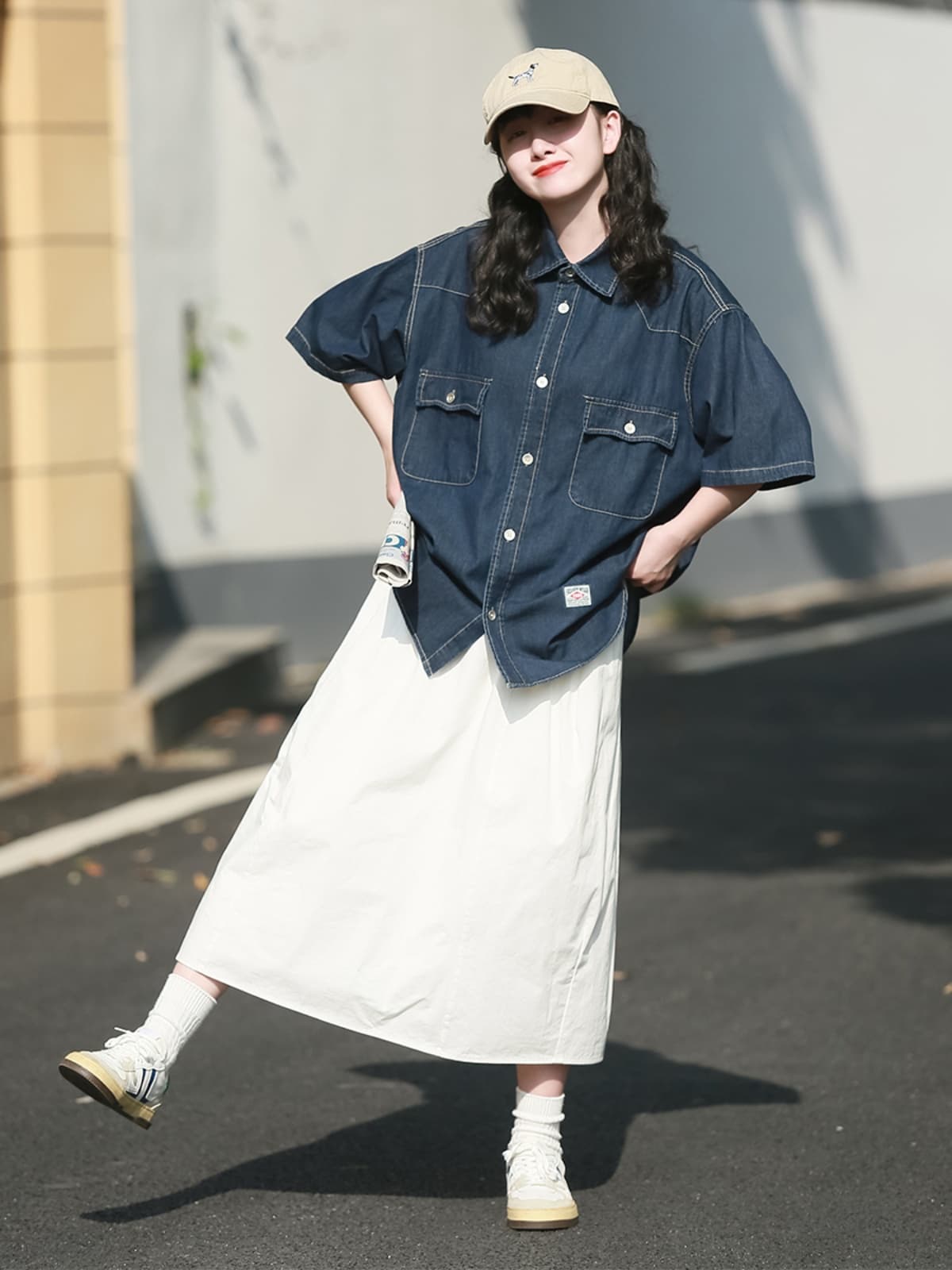 白スカート ゆったりシルエット ロング丈白スカート