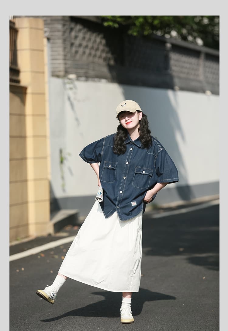 白スカート ゆったりシルエット ロング丈白スカート