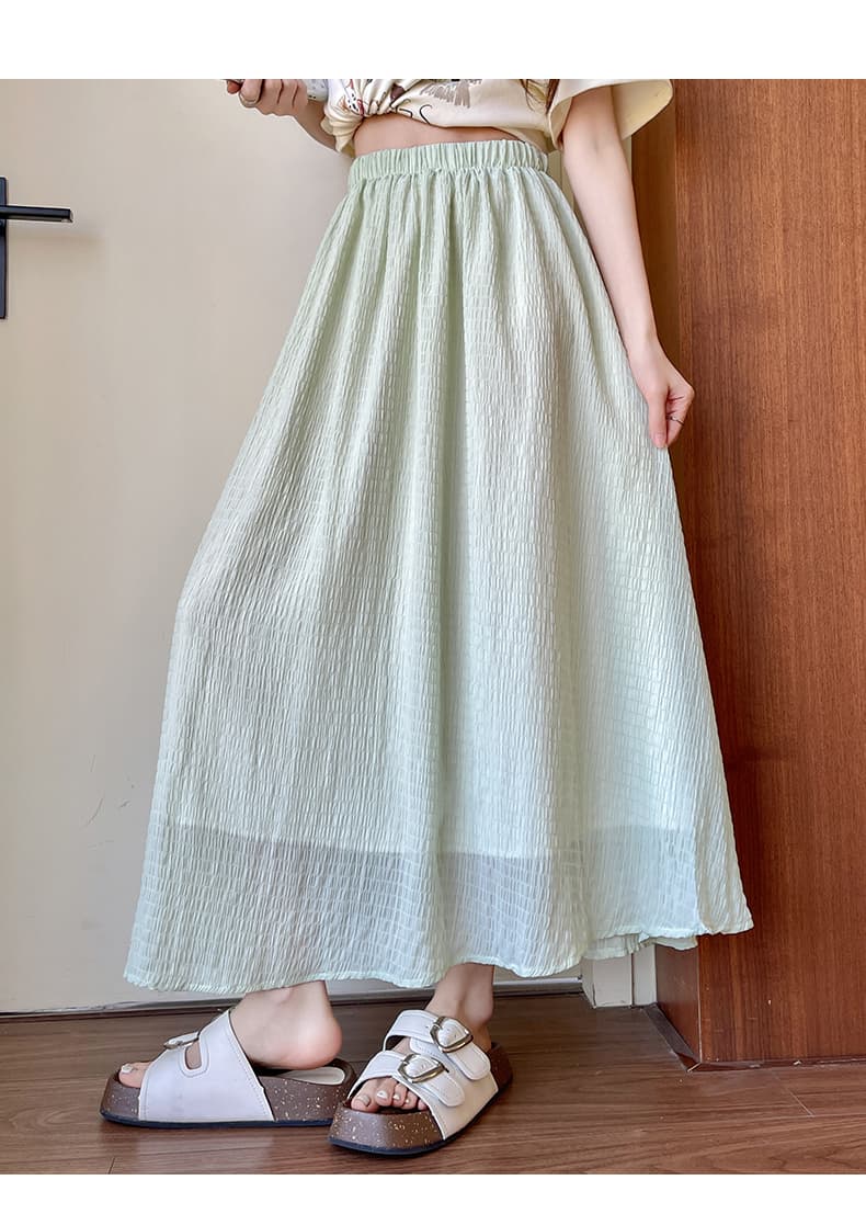 白スカート ふんわり texture フレア ロング スカート
