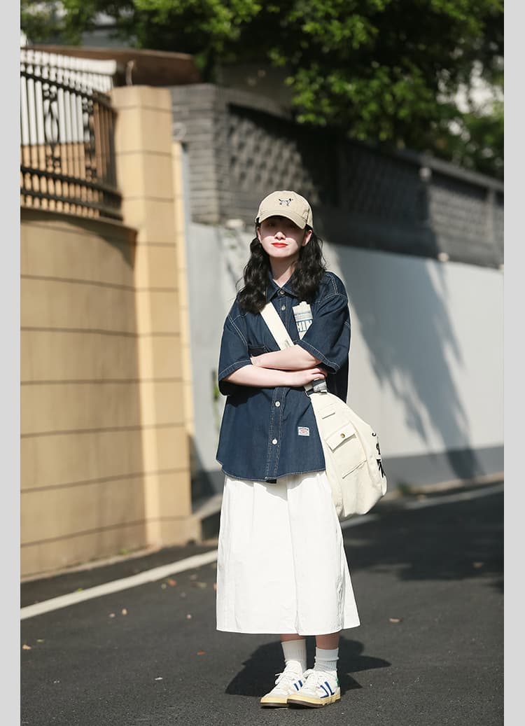 白スカート ゆったりシルエット ロング丈白スカート