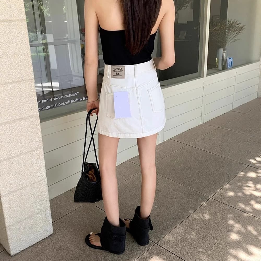 白スカート シンプル台形ミニスカート