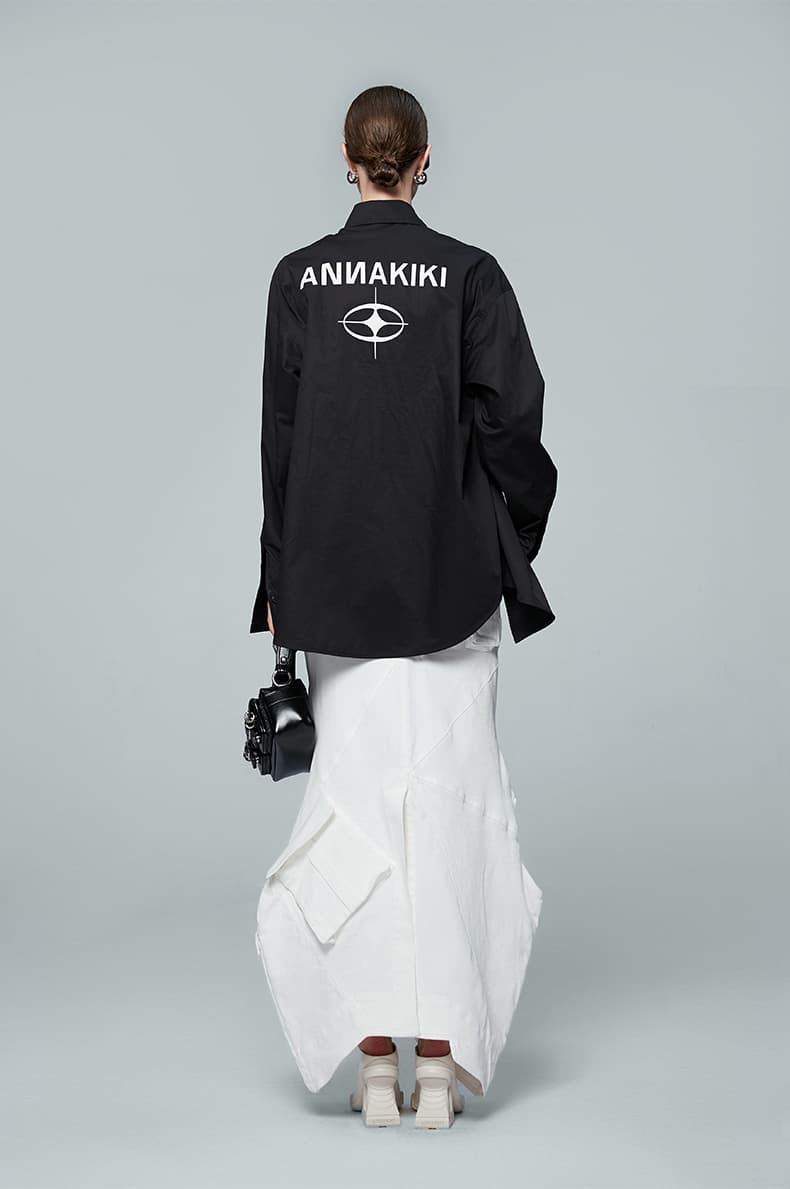 白スカート ポケット装飾マキシスカート