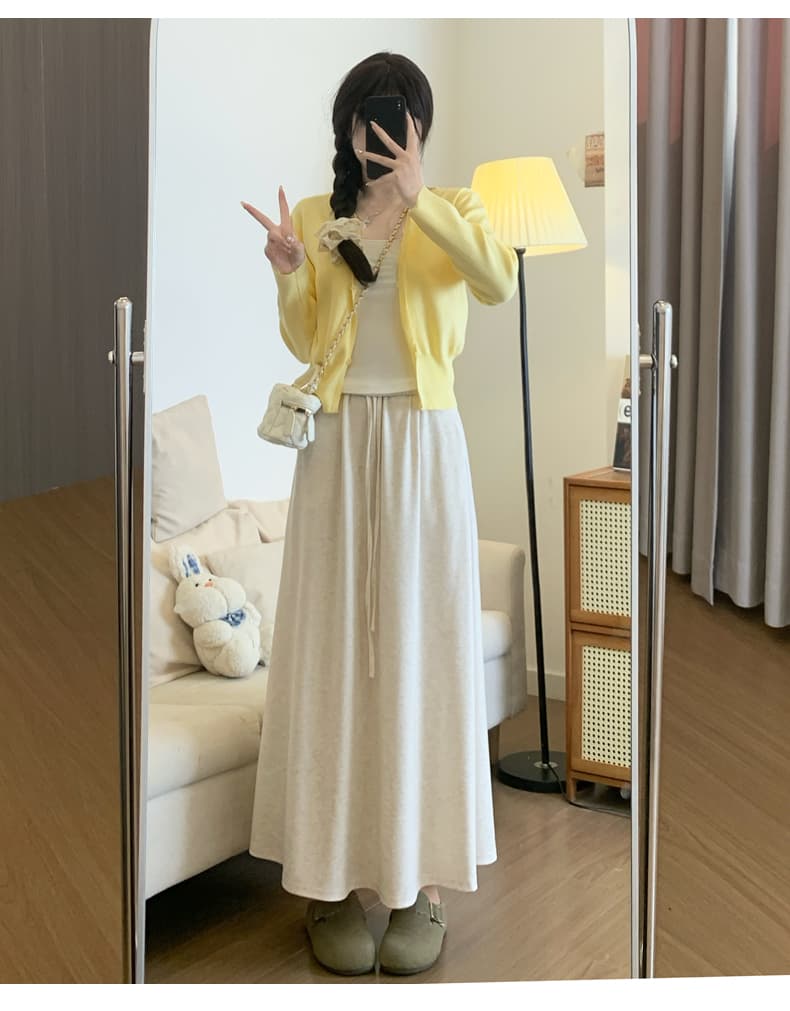 白スカート ドレープ感たっぷりマキシスカート